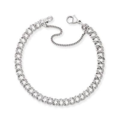 Light Double Curb Charm Bracelet