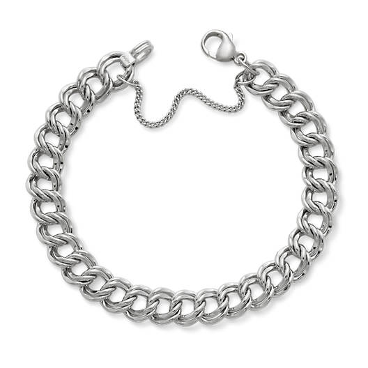View Larger Image of Heavy Double Curb Charm Bracelet