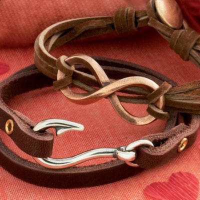 Mens Leather Fish Hook Bracelet 2024