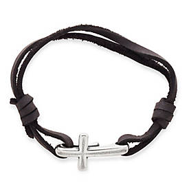 Cross Hook-On Leather Bracelet