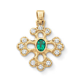 Botonnee Lab-Created Emerald Cross with Diamonds