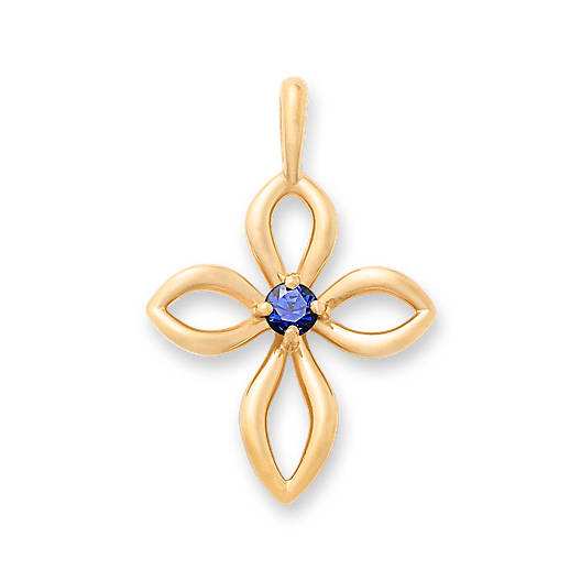 View Larger Image of Avery Remembrance Cross with Lab-Created Blue Sapphire