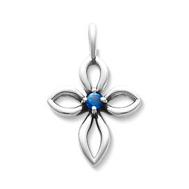 Avery Remembrance Cross with Lab-Created Blue Sapphire