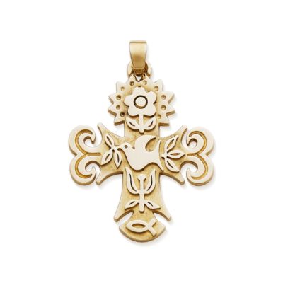 14K Gold La Primavera Cross Pendant