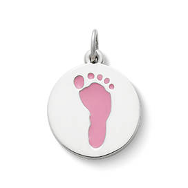 Enamel Baby Girl Footprint Charm