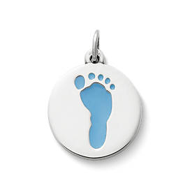 Enamel Baby Boy Footprint Charm