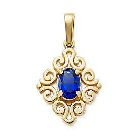 Scrolled Pendant with Lab-Created Blue Sapphire