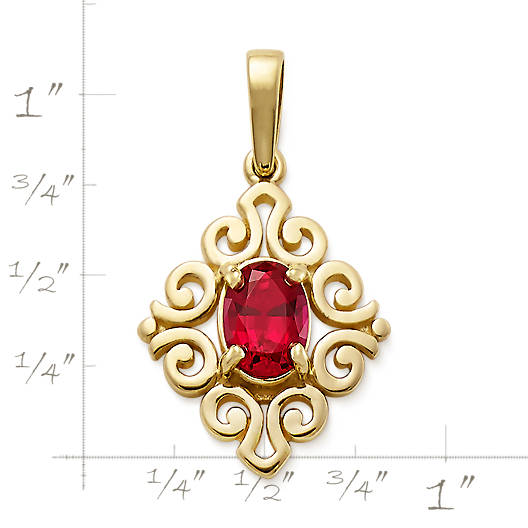 View Larger Image of Scrolled Pendant with Lab-Created Ruby