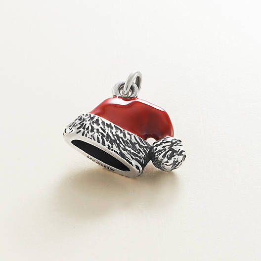 GiftJewelryShop Silver Plated Wearing red a Santa Hat cat Photo Angel Tears Bead Charm Bracelets