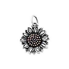 Sterling Silver and Bronze Wild Sunflower Charm
