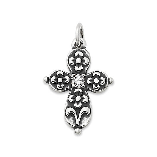 View Larger Image of Floret Cross with Lab-Created White Sapphire