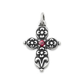 Floret Cross with Lab-Created Ruby
