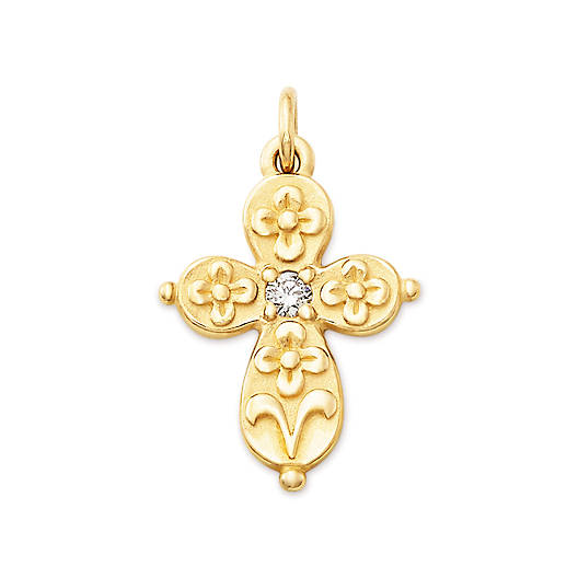 View Larger Image of Floret Cross with Diamond