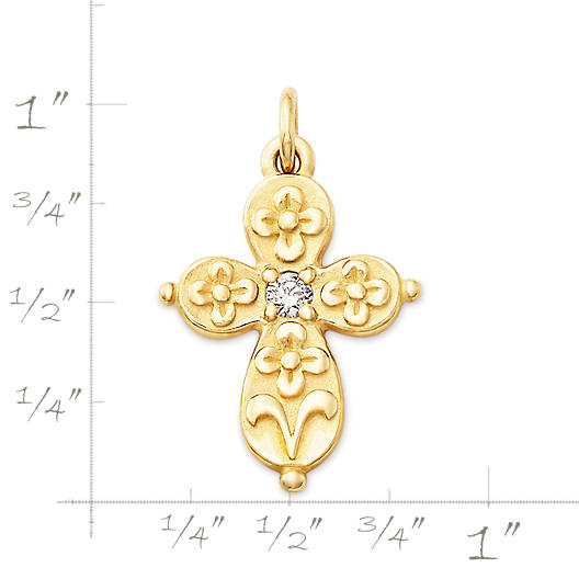 View Larger Image of Floret Cross with Diamond