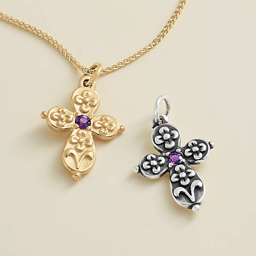 View Larger Image of Floret Cross with Amethyst