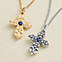 View Larger Image of Floret Cross with Lab-Created Blue Sapphire