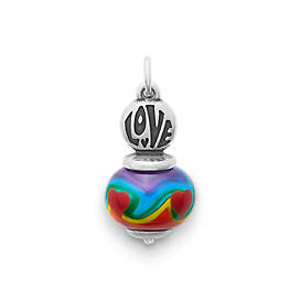 "Love" Tie-Dye Art Glass Charm