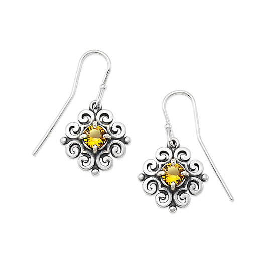 View Larger Image of Scrolled Ear Hooks with Citrine