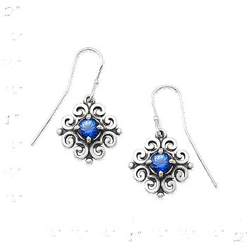 Scrolled Ear Hooks with Lab-Created Blue Sapphire - James Avery