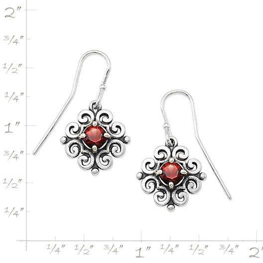 View Larger Image of Scrolled Ear Hooks with Garnet