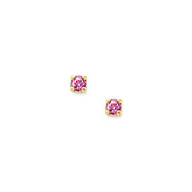 Petite Ear Posts with Lab-Created Pink Sapphire