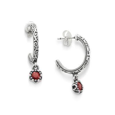 Cherished Birthstone Hoop Dangle Earrings