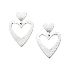 Hammered Double Heart Ear Posts