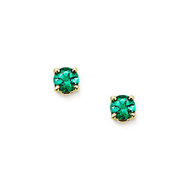 Lab-Created Emerald Gemstone Ear Posts