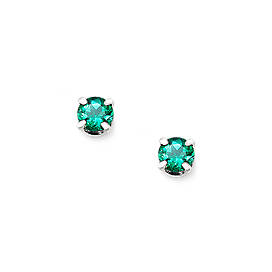 Lab-Created Emerald Gemstone Ear Posts