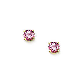 Lab-Created Pink Sapphire Gemstone Ear Posts