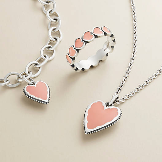 View Larger Image of Enamel Pink Connected Hearts Ring