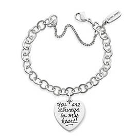 "You Are Always in My Heart" Charm on Forged Link Charm Bracelet