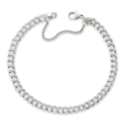 Light Double Curb Charm Bracelet