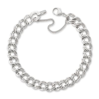 Heavy Double Curb Charm Bracelet