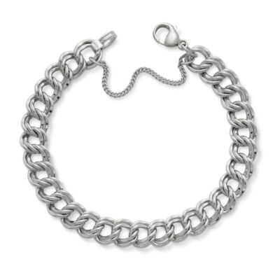 Heavy Double Curb Charm Bracelet