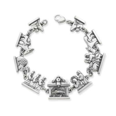 Sterling Silver Nativity 13 Charm Bracelet