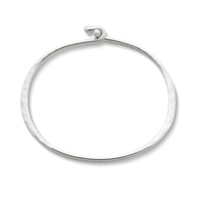 Sterling Silver Hook & Eye Bangle with Engravable Heart Charm