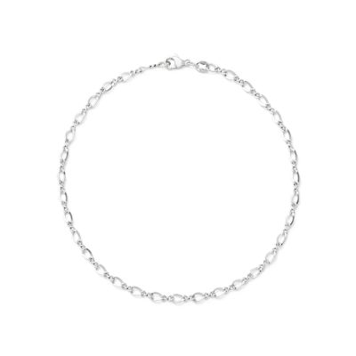 Lizzy James Gigi Anklet in Silver and Single Leather Strand Charm Ankle Bracelet 11 Inches