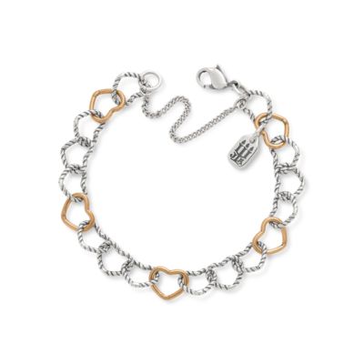 Twisted Wire Connected Hearts Charm Bracelet