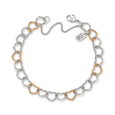 Twisted Wire Connected Hearts Charm Bracelet