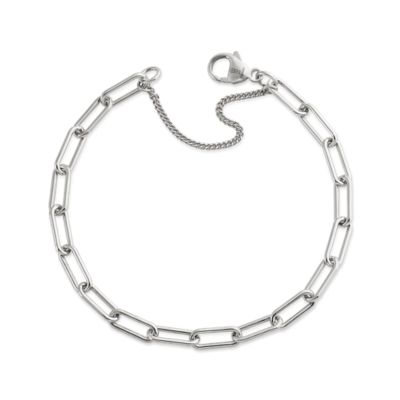 Elongated Link Charm Bracelet in Sterling Silver