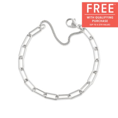 Elongated Link Charm Bracelet