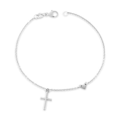 James Avery Cross Hook-On Leather Bracelet - S