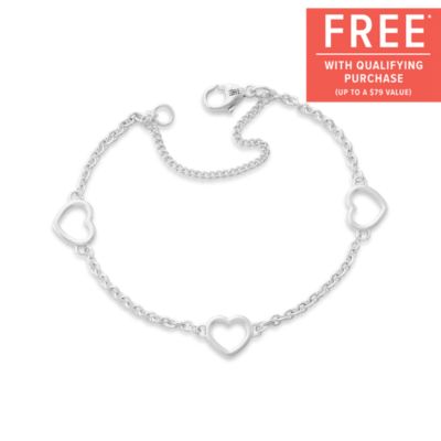 Heart Station Charm Bracelet