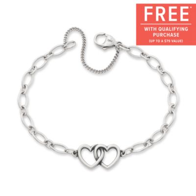 Two Hearts Together Charm Bracelet