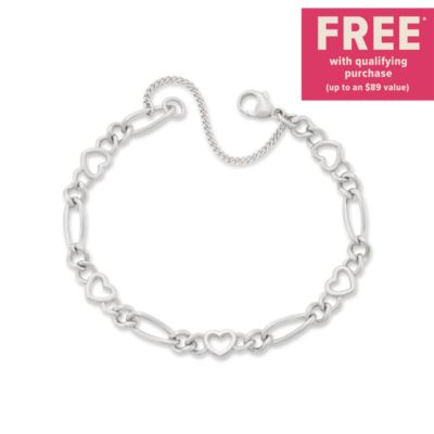 Heart Figaro Charm Bracelet