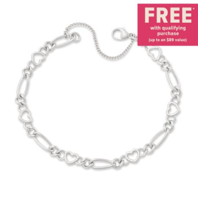 Heart Figaro Charm Bracelet