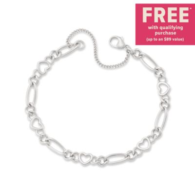 Heart Figaro Charm Bracelet