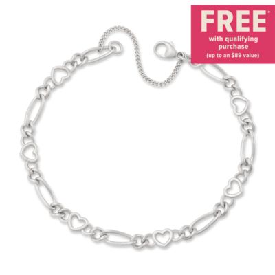 Heart Figaro Charm Bracelet