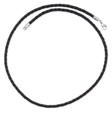 5mm Braided Leather Necklace With Sterling Silver Clasp-Black